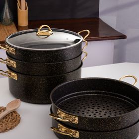 Evren 6 Parça 30 cm Gold Stone Ezme Seri Mantı Tencere Seti