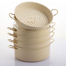 Evren 6 Parça 34 cm Cream Ezme Seri Buharlı Mantı Tencere Seti