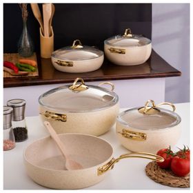 Evren 9 Parça Cream Güveç Tencere Seti