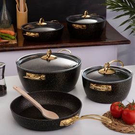 Evren 9 Parça Gold Stone Ezme Seri Tencere Seti