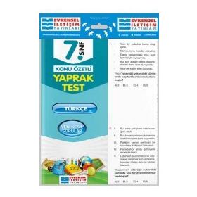Evrensel İletişim Yayınları 7. Sınıf Türkçe Konu Özetli Yaprak Test