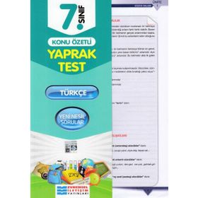 Evrensel İletişim Yayınları 7. Sınıf Türkçe Konu Özetli Yaprak Test