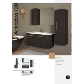 Evros Arkadya 100 cm Siyah Boy Dolabı Dahil Banyo Dolabı