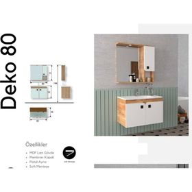 Evros Beyaz Ceviz Deko 80 cm Banyo Dolabı