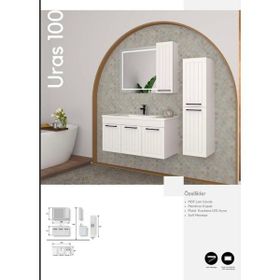 Evros Beyaz Uras 100 cm Banyo Dolabı