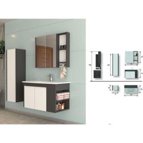Evros Lara 80 cm Boy Dolabı Dahil Banyo Dolabı