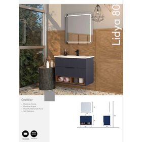 Evros Lidya 80 cm Banyo Dolabı