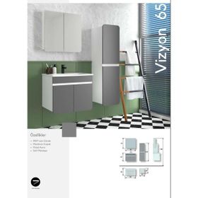 Evros Vizyon 65 cm Boy Dolabı Dahil Banyo Dolabı