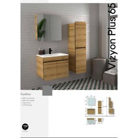 Evros Vizyon Plus 65 cm Boy Dolabı Dahil Banyo Dolabı
