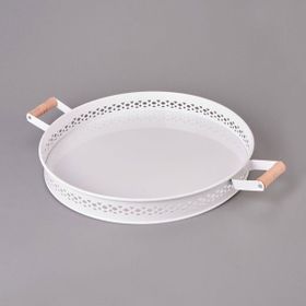 Evstyle 38 cm Ahşap Saplı Metal Village Tepsi