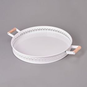 Evstyle 38 cm Ahşap Saplı Metal Village Tepsi