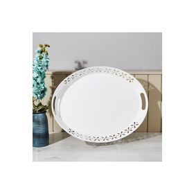 Evstyle 52x39 cm Beyaz Romantik Tepsi