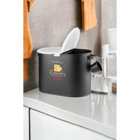Evstyle Siyah 12 lt Metal Bölmeli Deterjan Kutusu