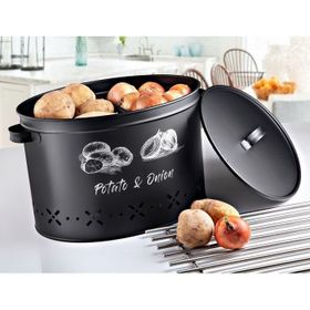 Evstyle Siyah 18 lt Metal Bölmeli Patates Soğan Kovası