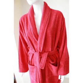 Evteks L/Xl Kırmızı Pamuk Dokuma Bornoz