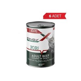 Ewox Biftekli Parça Etli 6x400 gr Kedi Konservesi