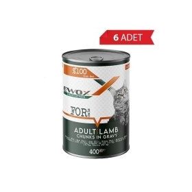 Ewox Kuzulu Parça Etli 6x400 gr Yetişkin Kedi Konservesi