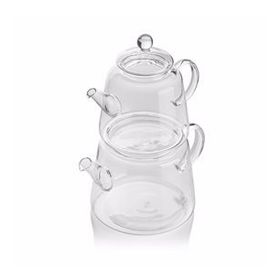 Ews 800/1200 ml Şeffaf Saplı Cam Çaydanlık Seti