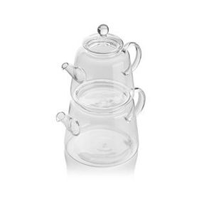 Ews 800/1200 ml Şeffaf Saplı Cam Çaydanlık Seti