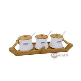 Ews Bambu Standlı 3'lü Baharatlık