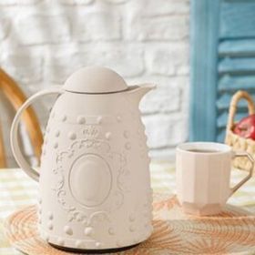 EW's Kitchenware 1 lt Soft Beyaz Rölyef Termos