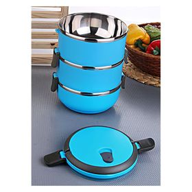 EW's Kitchenware 3'lü Mavi Sefer Tası Yemek Termosu Saklama Kabı Termosu