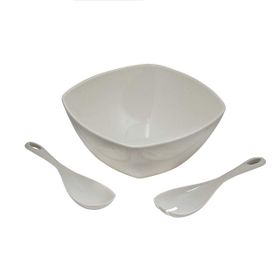 Ews Kitchenware Akrilik Kare Soft Beyaz Salata Kasesi
