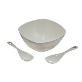 Ews Kitchenware Akrilik Kare Soft Beyaz Salata Kasesi