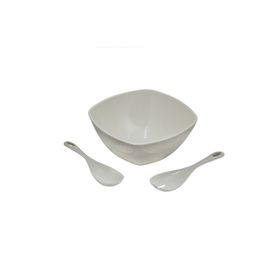 Ews Kitchenware Akrilik Kare Soft Beyaz Salata Kasesi