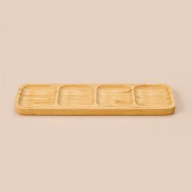 Excellent Houseware 33 cm Açık Kahverengi Bambu Servis Tabağı