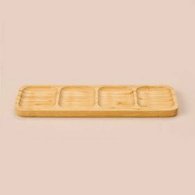 Excellent Houseware 33 cm Açık Kahverengi Bambu Servis Tabağı