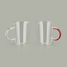 Excellent Houseware 350 ml Asorti Renkli Kulplu Cam Kupa