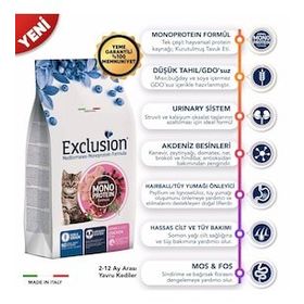 Exclusion 1.5 kg Tavuklu Narlı ve Yaban Mersinli Düşük Tahıllı Yavru Kedi Maması