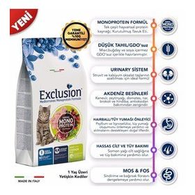 Exclusion 12 kg Mono Protein Tavuklu ve Narlı Düşük Tahıllı Yetişkin Kedi Maması