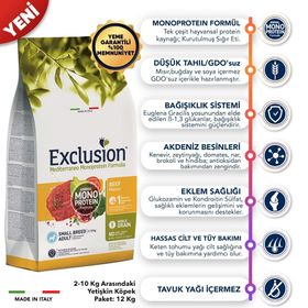 Exclusion 2 kg Monoprotein Sığırlı ve Narlı Düşük Tahıllı Küçük Irk Yetişkin Köpek Maması