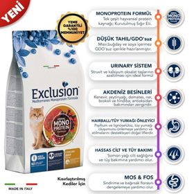 Exclusion 300 gr Monoprotein Sığır Etli ve Narlı Düşük Tahıllı Kısırlaştırılmış Kedi Maması