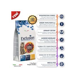 Exclusion Düşük Tahıllı Monoprotein Sığır Etli Yetişkin 1500 gr Kedi Maması