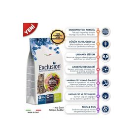 Exclusion Düşük Tahıllı Monoprotein Tavuklu 1 kg Kısırlaştırılmış Yetişkin Açık Kedi Maması
