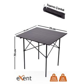 Exent 70x70 cm Alüminyum Katlanır Kamp Masası