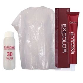 Exicolor 30 Volüm Peroksit + Boya Naylonu + 60 ml 8.44 Açık Kumral Yoğun Bakır Saç Boyası