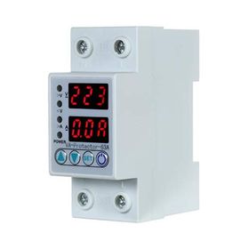 Explopur 63A 220 V Din Ray Ayarlanabilir Çift Led Ekran Aşırı Gerilim ve Düşük Gerilim Koruyucu