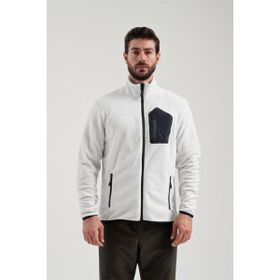 Exuma 2312003 Beyaz Tam Fermuarlı Erkek Polar