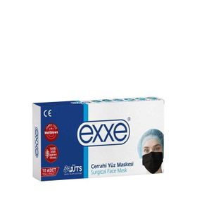 Exxe Cerrahi Siyah 10'lu Yüz Maskesi