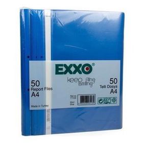 Exxo TT100 50'li Plastik A4 Mavi Telli Dosya