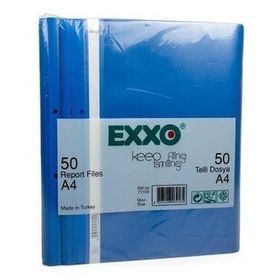 Exxo TT100 50'li Plastik A4 Mavi Telli Dosya