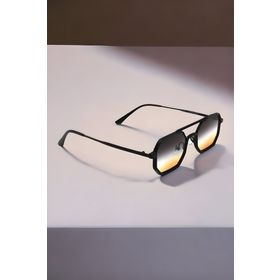 Eyesofia Octagon Lath Siyah Iki Renk Cam Unisex Güneş Gözlüğü