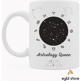 Eylül Design Astroloji Kraliçesi Yazılı Özel Tasarım Baskılı Kupa Bardak