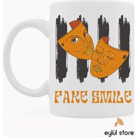 Eylül Design Fake Smile Yazılı Özel Tasarım Baskılı Kupa Bardak Hediye Kupa