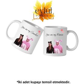 Eylül Design Friends Chandler-Monica İkili Porselen Sevgili Baskılı Kupa Bardak