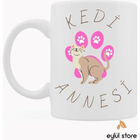 Eylül Design Kedi Annesi Yazılı Özel Tasarım Baskılı Kupa Bardak